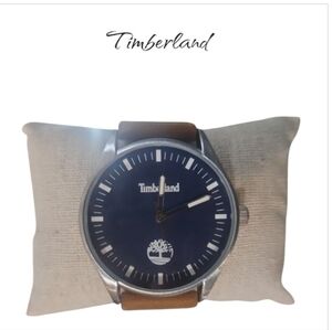 Timberland Men's Brown Leather Strap Wrist Blue Watch